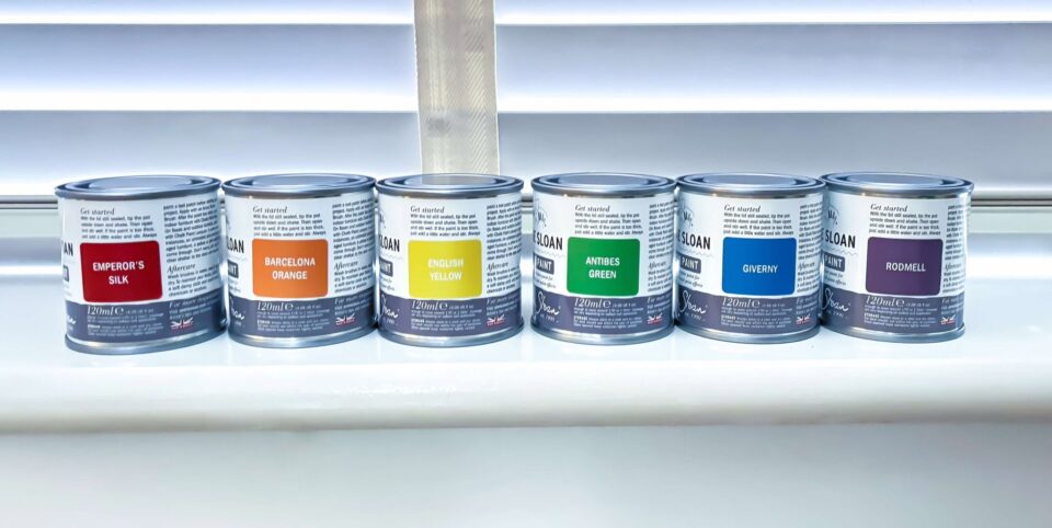 the Annie Sloan paints we chose for the rainbow door