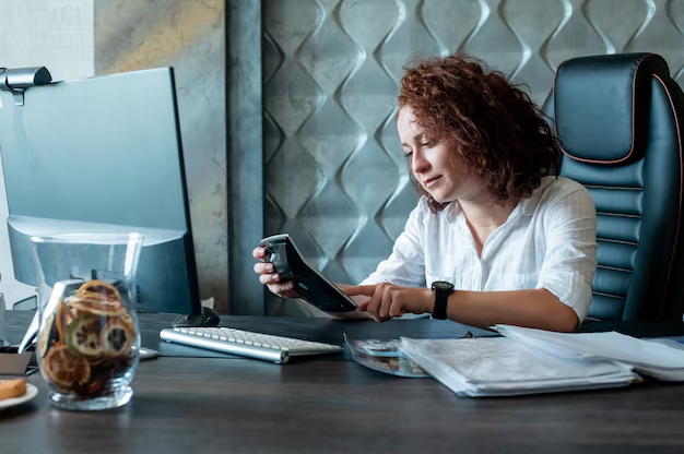 a lady doing accounting