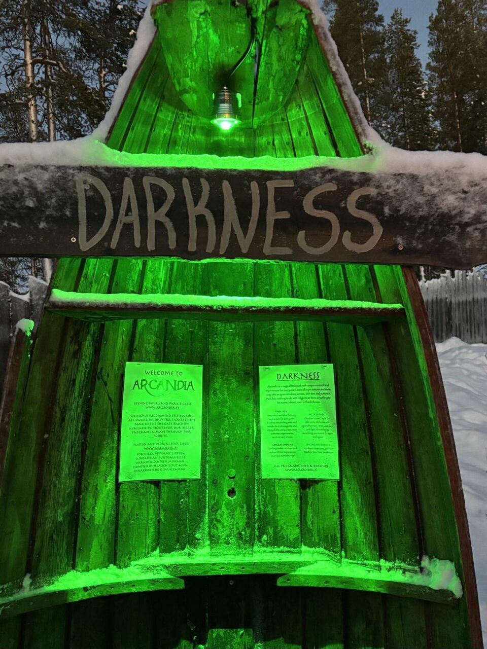 Darkness sign on the outside of Arcandia