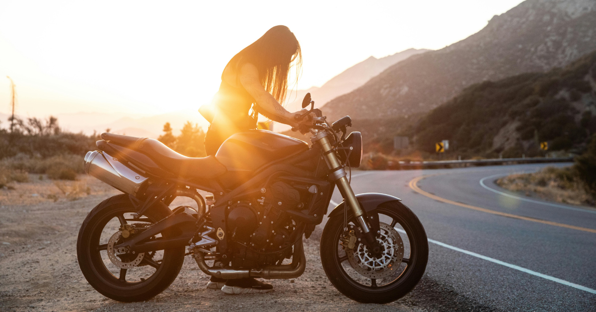 woman on motorcycle