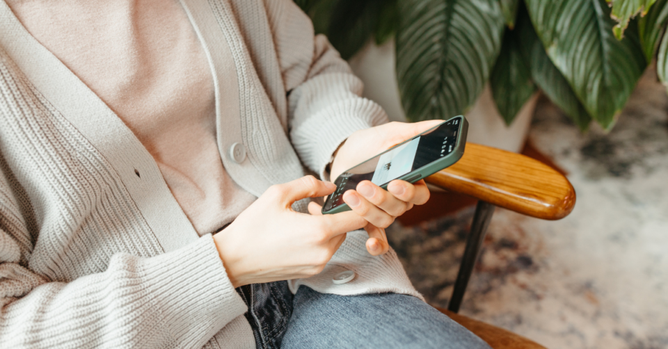 a lady on her phone