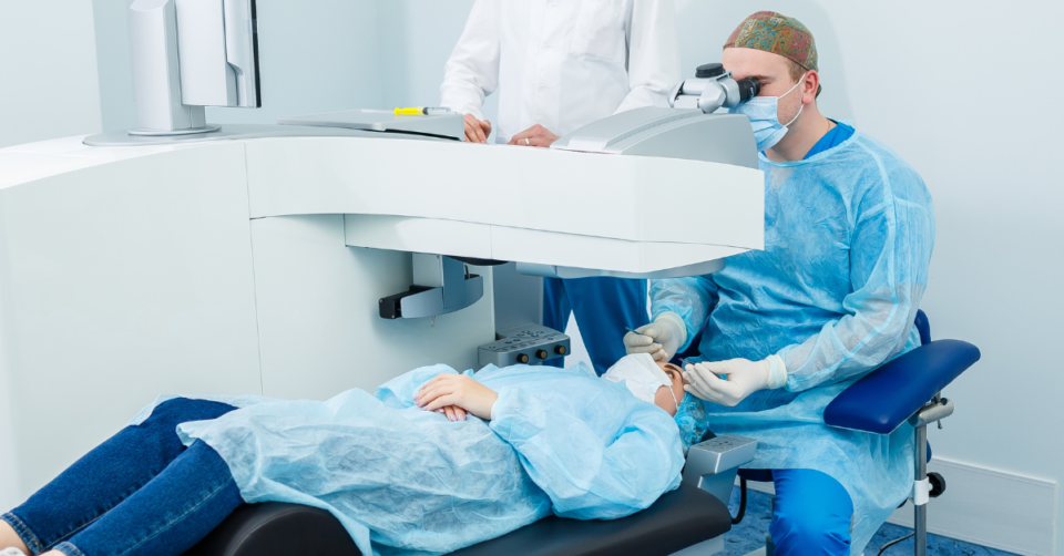 someone having laser eye surgery carried out
