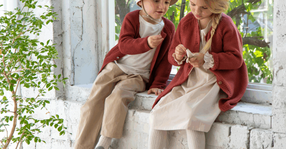kids in cardigans