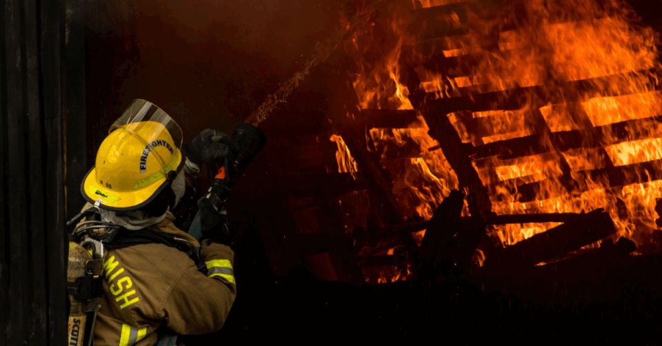 a firefighter fighting a fire