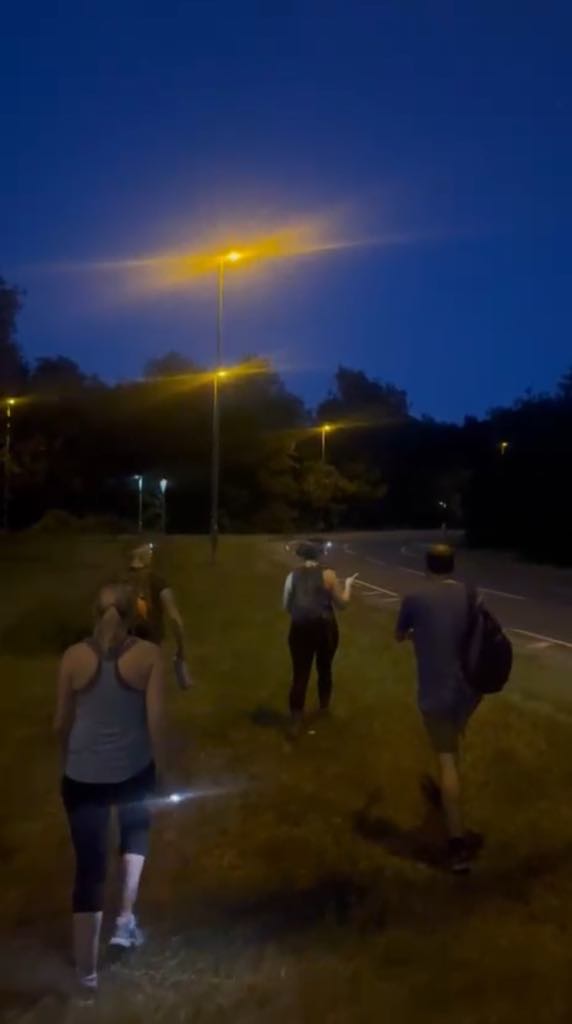 walkin at night by a road