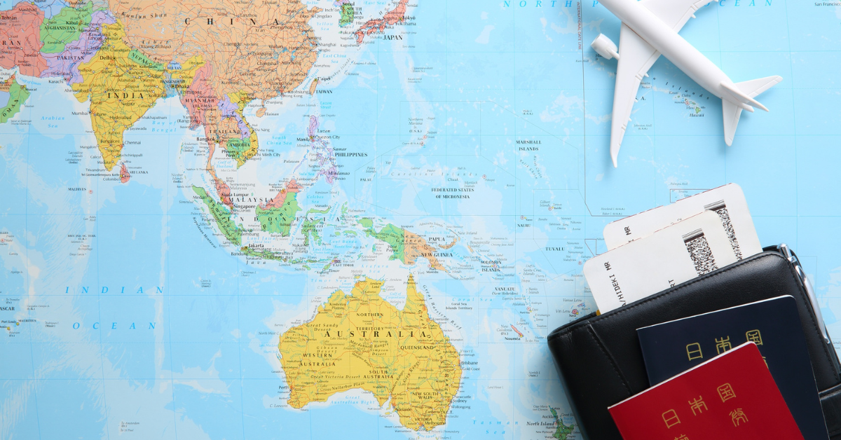 travel items and map