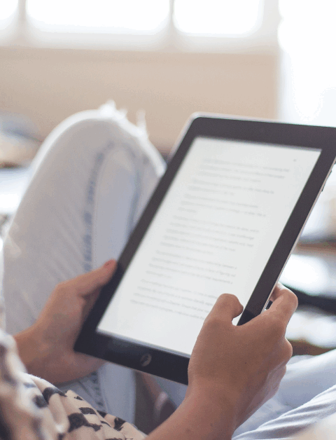 someone reading an e ebook
