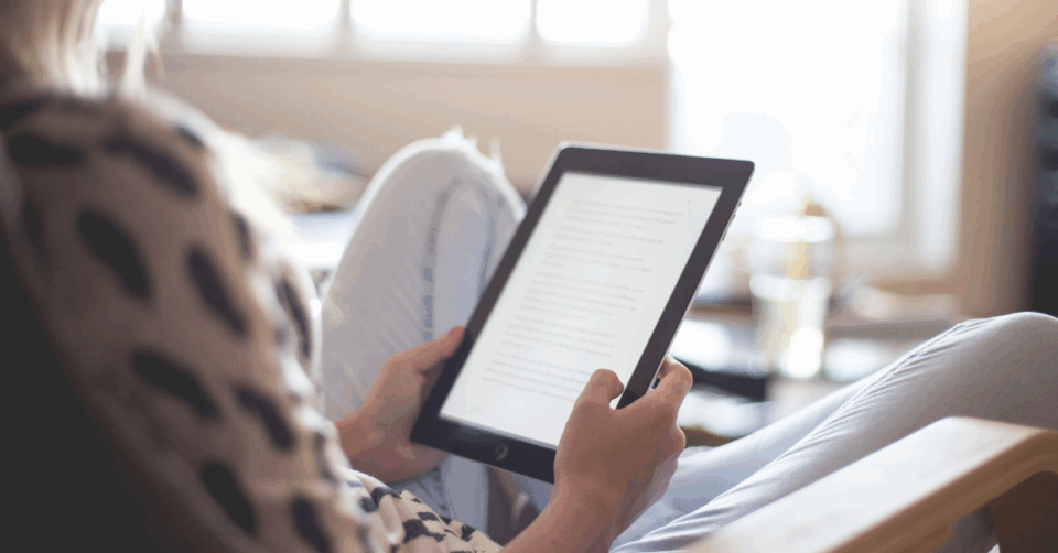 someone reading an e ebook