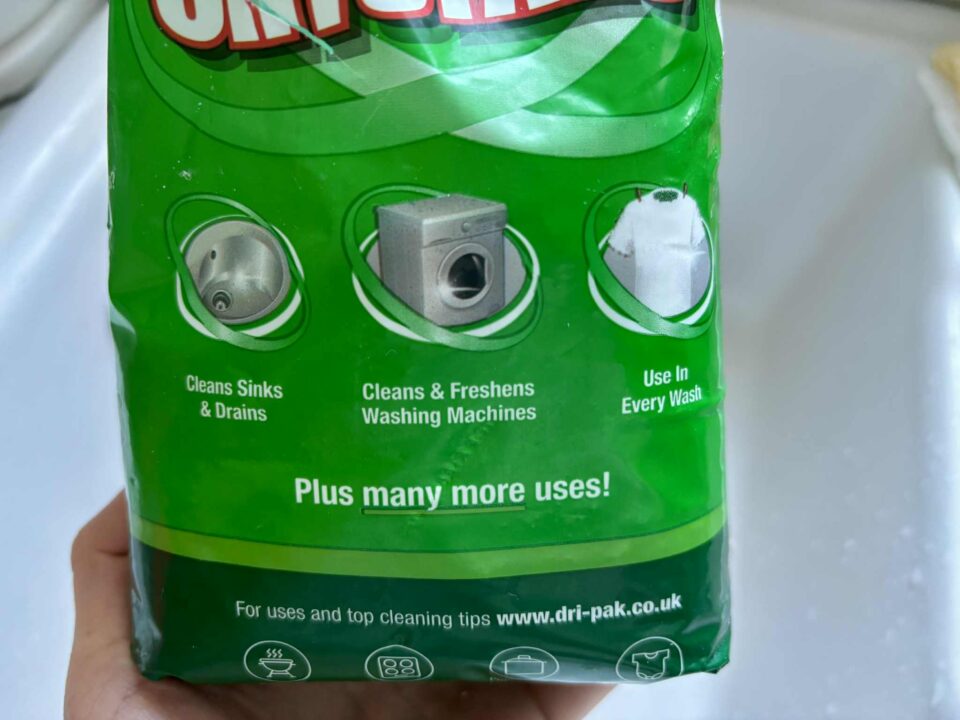 soda crystals packet wit some of the uses on it