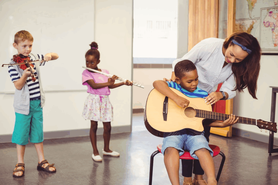 children playing musical instruments