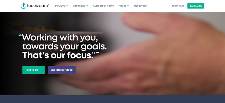 focus care screenshot of website
