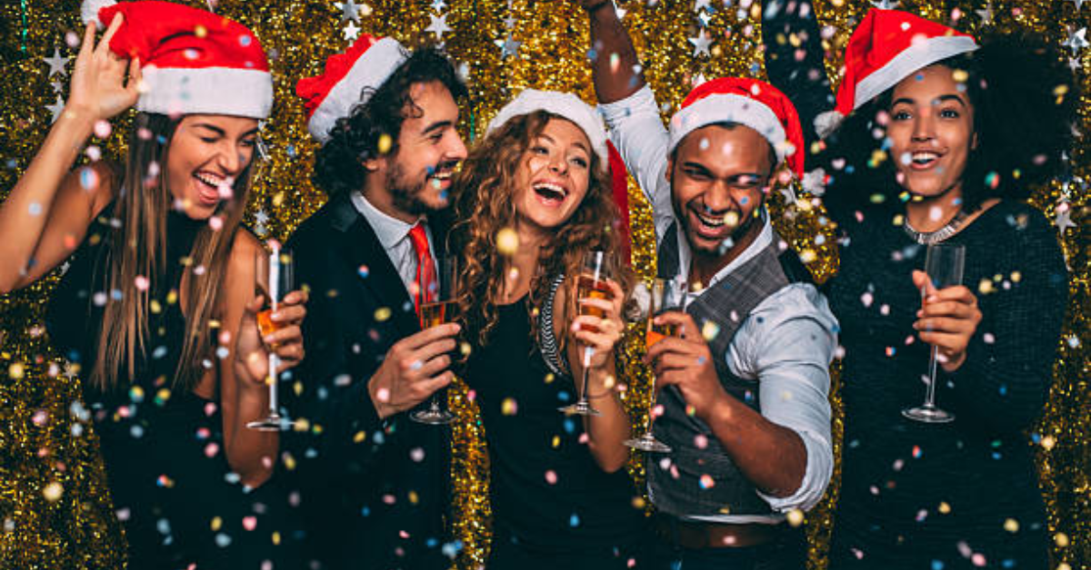 people at a Christmas party
