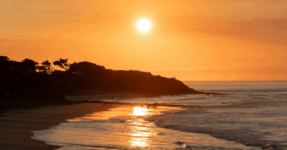 a beach at sunset in Australia