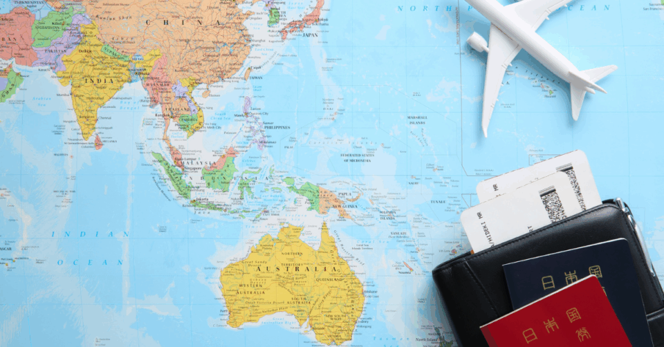 travel map and documents