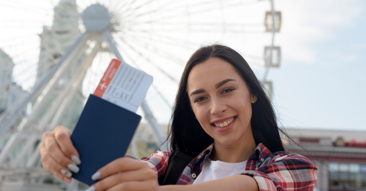 a woman with a passport and visa