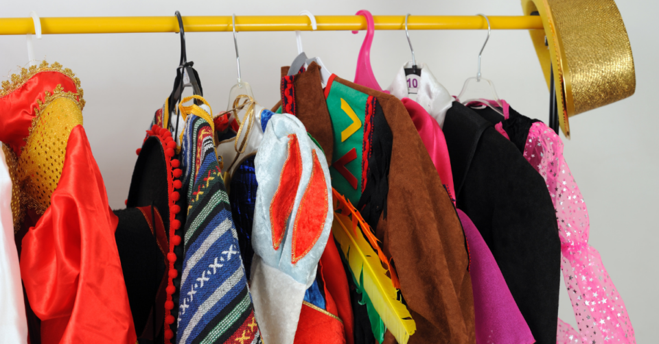 fancy dress on a rail