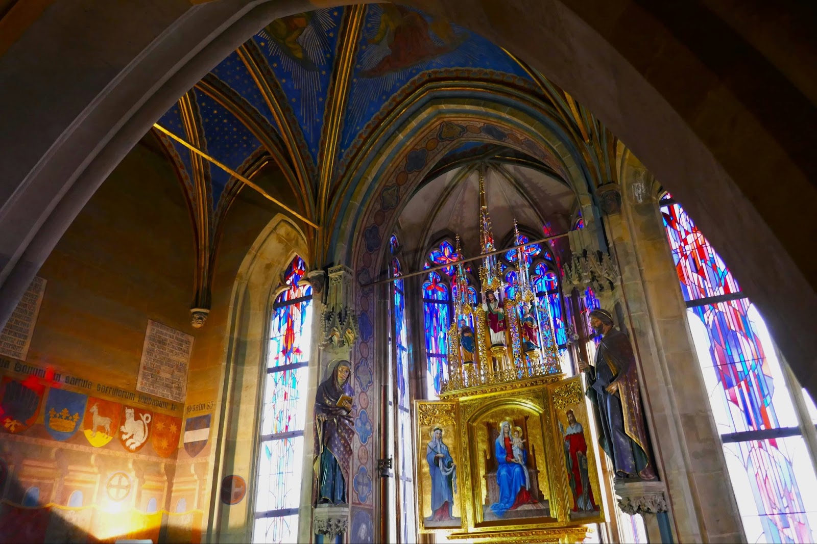 Gothic chapel with stained glass windows