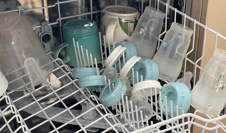 baby bottles in a dishwasher