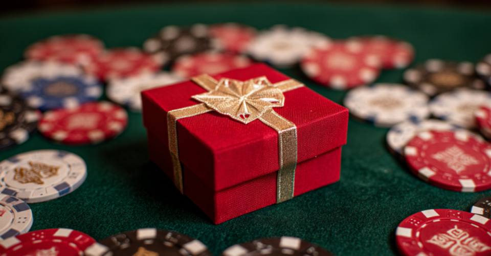 casino chips and a gift box