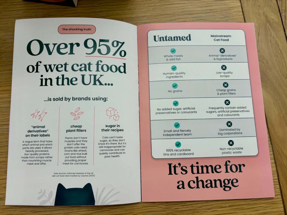 Inside the leaflet info on why you should use Untamed compared to other brands
