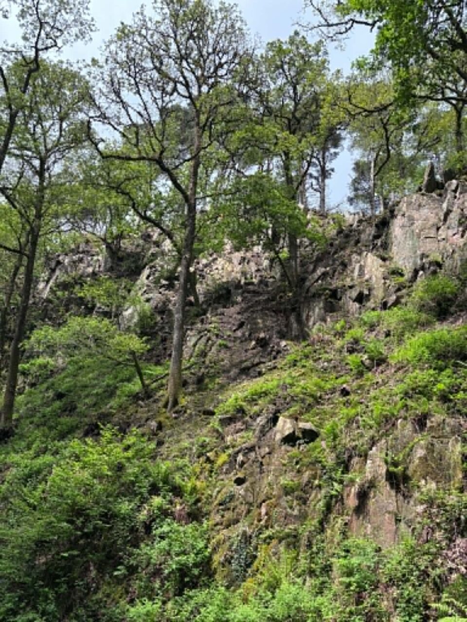the view from below looking up at the rocky vallet