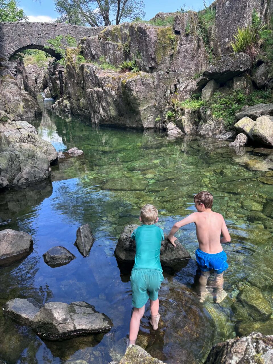 the two kids in the river
