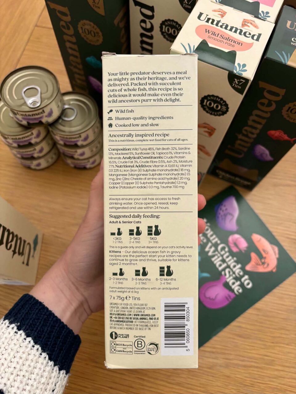 the back of the untamed box showing all the relevant info