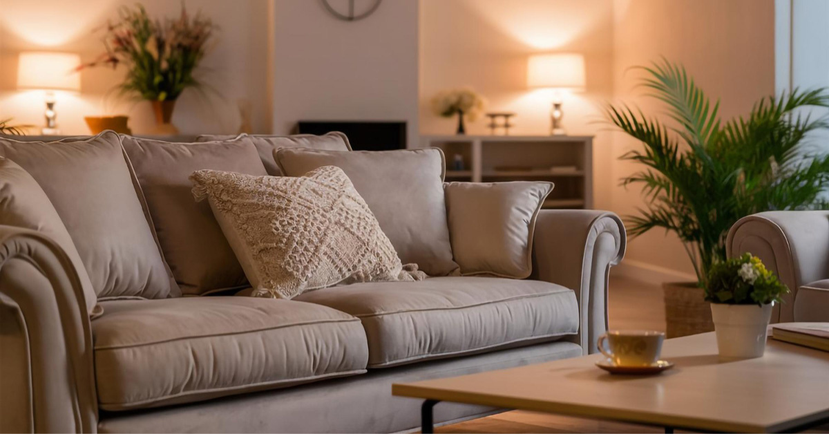 a living room looking cosy