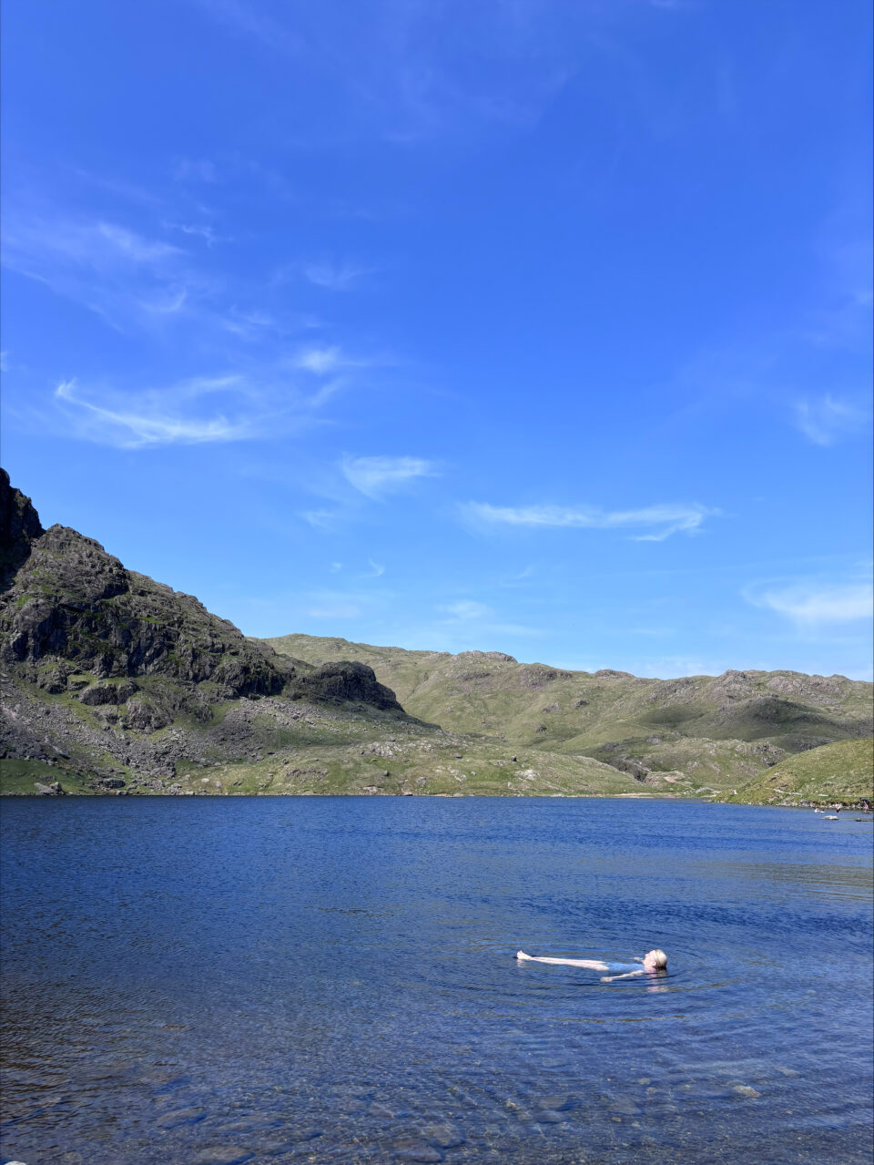 me swimming in Stickle Tarn