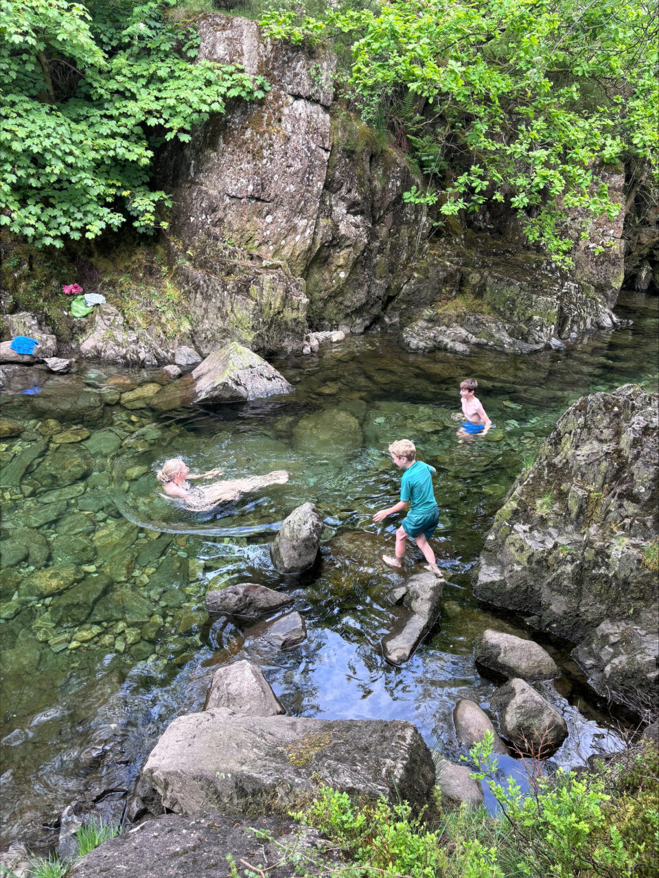 me and kids in the water at River Duddon