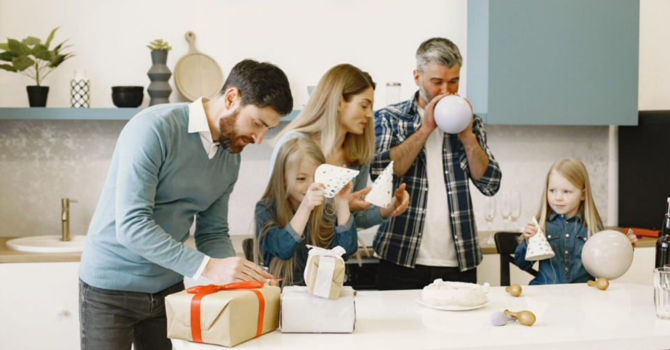 family having a party