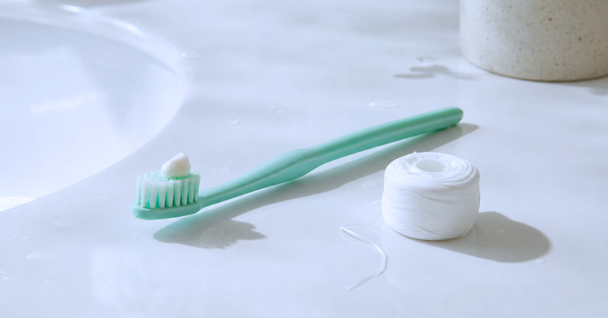 toothbrush and floss