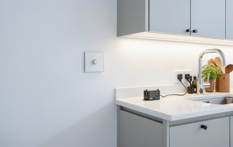 a dimmer light switch in the kitchen